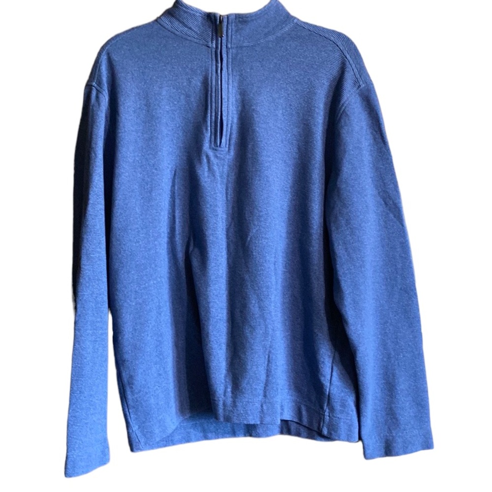 Van Heusen Never Tuck Quarter Zip Pull Over Mens’ Blue